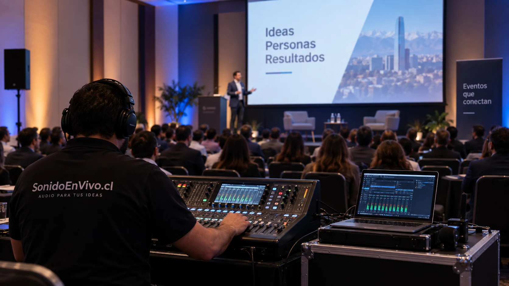 Referencia visual de costos de sonido para un evento corporativo